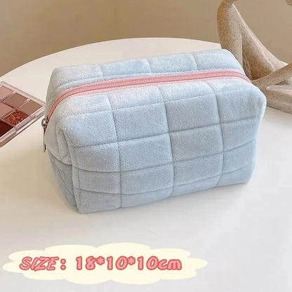 Solid Zip Up Fur Cosmetic Storage Bag